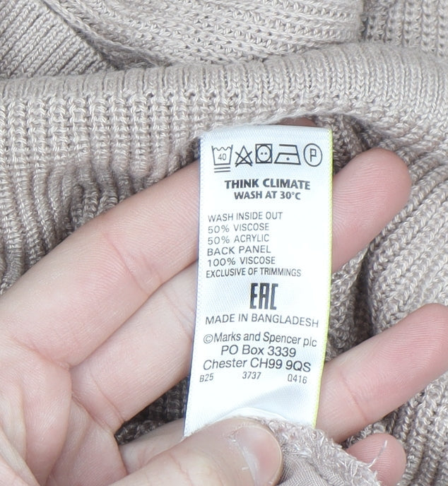 Marks and Spencer Per Una Women’s Beige Long Sleeve Pullover Jumper Size 16