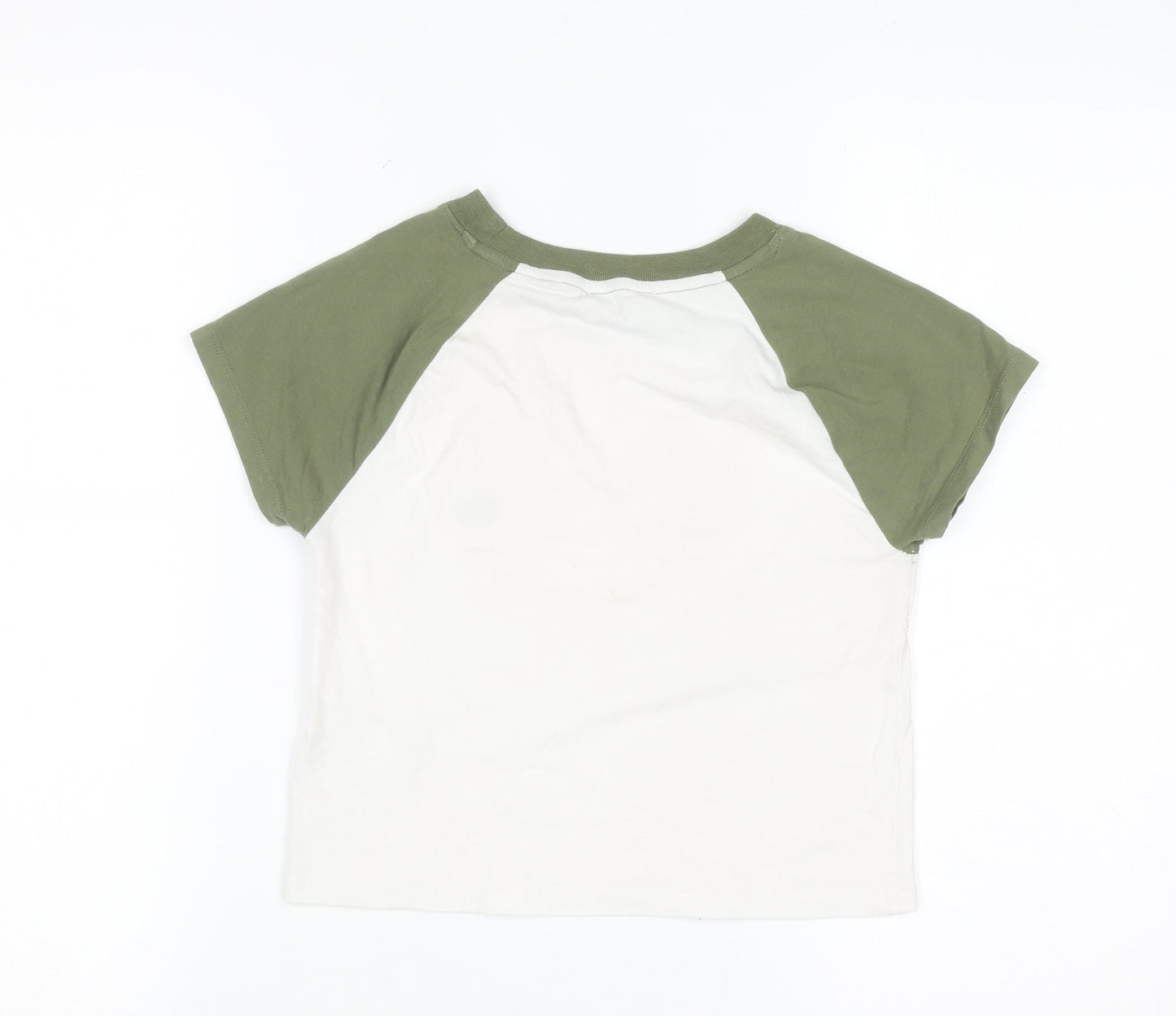 Superdry Womens Green White Raglan Ringer T-Shirt UK 12