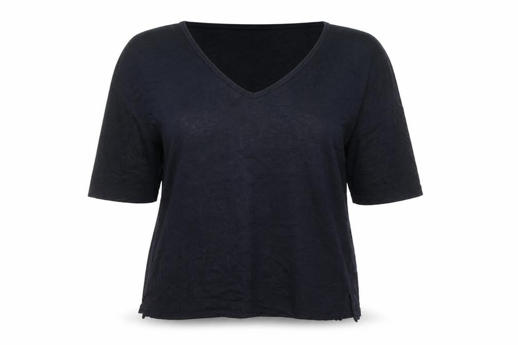 The White Company Women's Blue Linen V-Neck 3/4 Sleeve Blouse Size 10