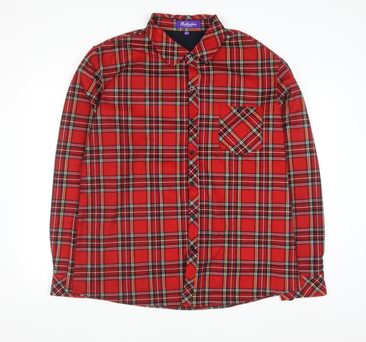 Ballantrae Men’s Red Plaid Button-Up Flannel Shirt XL