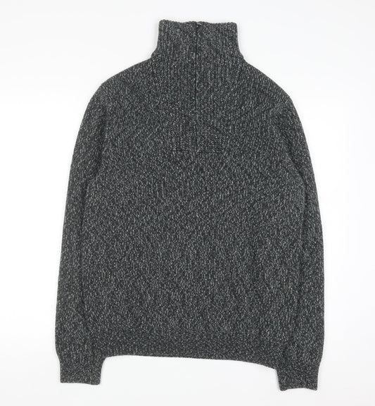 Marks and Spencer Men's Grey Cotton 1/2 Zip Jumper M Regular
