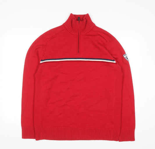 Rossignol Men’s Red Merino Wool Half Zip Ski Jumper L