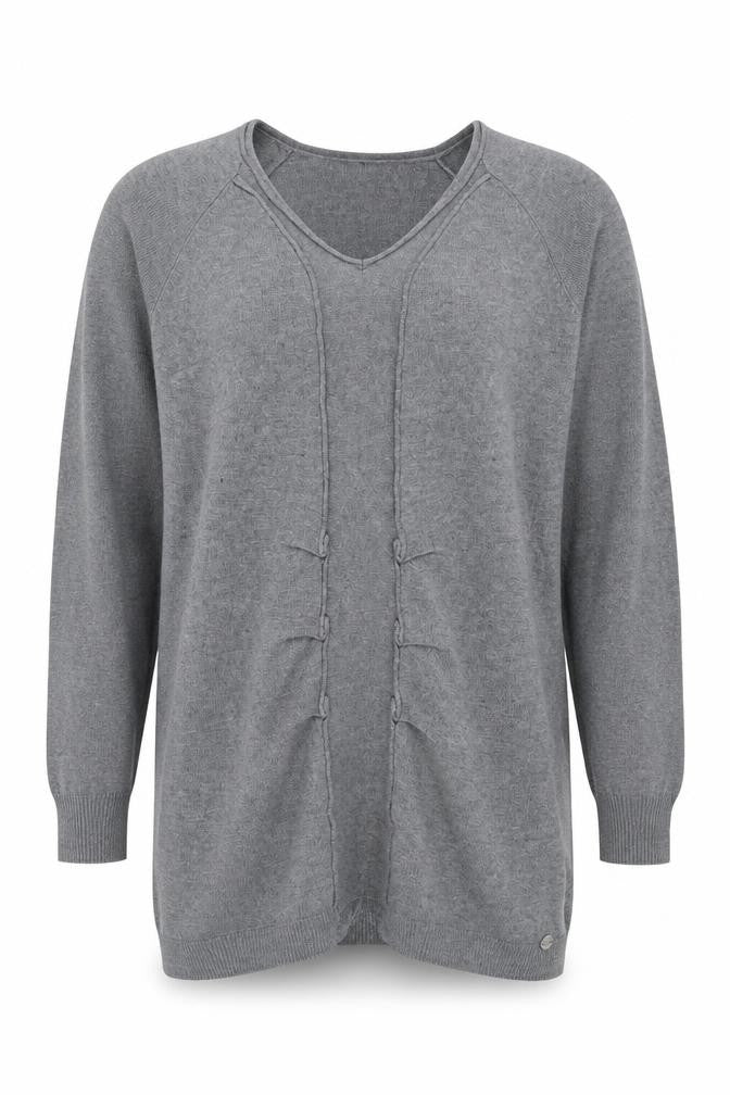 Miss Baron Women’s Grey V-Neck Long Sleeve Pullover Jumper M