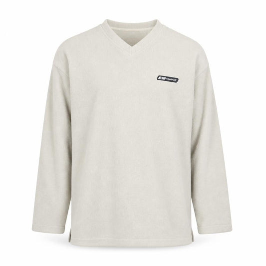 Reebok Men's Beige Fleece V-Neck Pullover Sweatshirt M