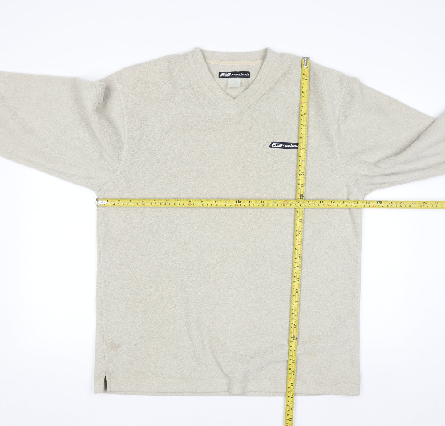 Reebok Men's Beige Fleece V-Neck Pullover Sweatshirt M
