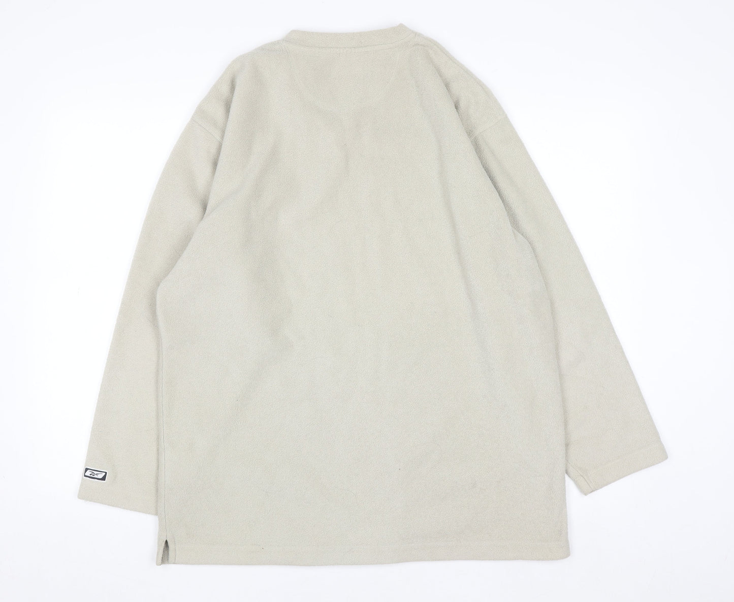 Reebok Men's Beige Fleece V-Neck Pullover Sweatshirt M