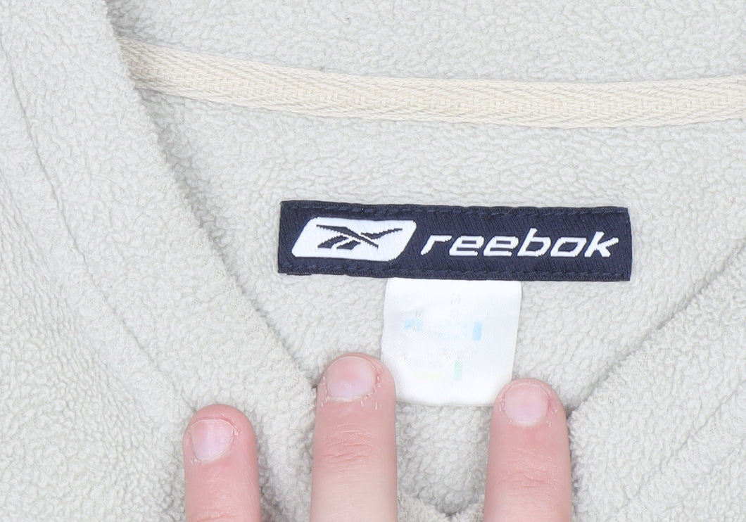 Reebok Men's Beige Fleece V-Neck Pullover Sweatshirt M