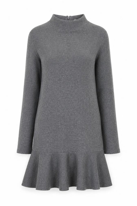 Marks & Spencer Women Grey Sheath Knit Dress Size 8 Long Sleeve High Neck