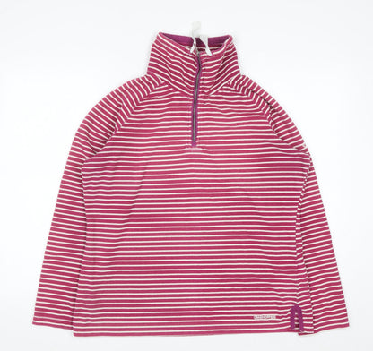 Craghoppers Women Pink Stripe 1/4 Zip Pullover Sweatshirt UK 16