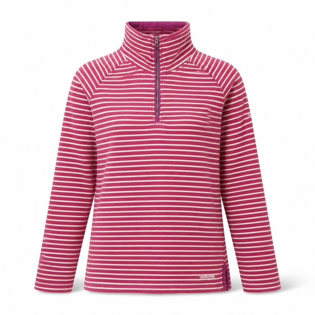 Craghoppers Women Pink Stripe 1/4 Zip Pullover Sweatshirt UK 16