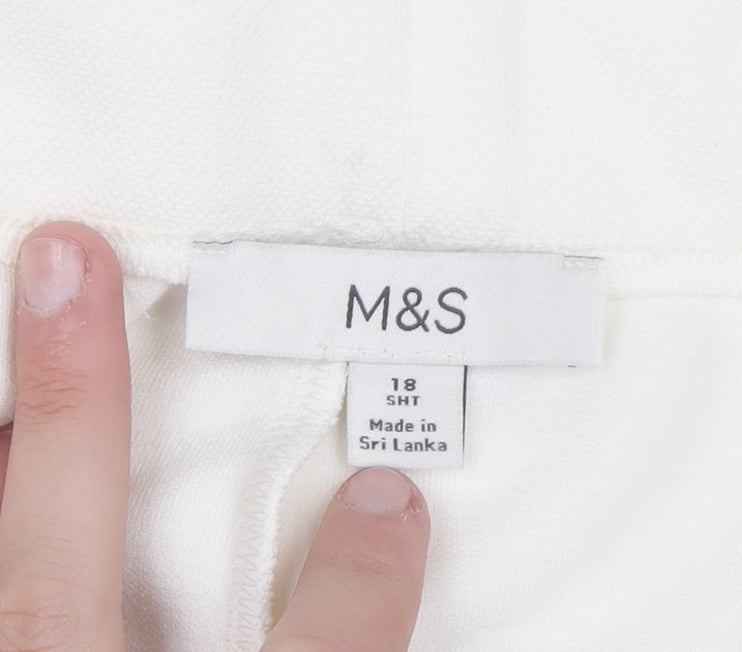 Marks and Spencer Women's Ivory Wide-Leg Trousers Size 18 Short