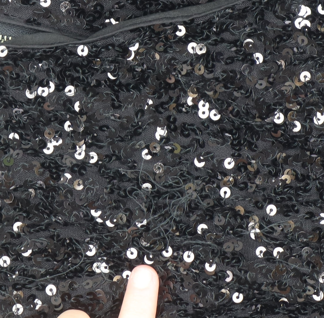 French Connection Women Black Sequin Bodycon Dress Size 10