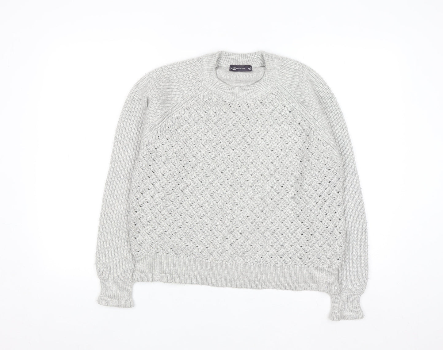 Marks and Spencer Women's Grey Cable-Knit Jumper Medium