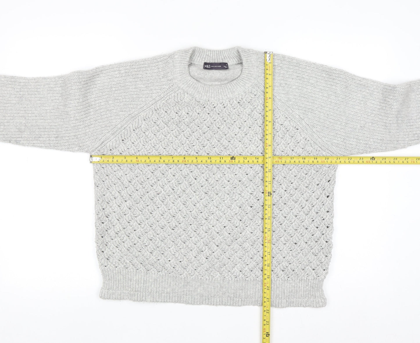 Marks and Spencer Women's Grey Cable-Knit Jumper Medium