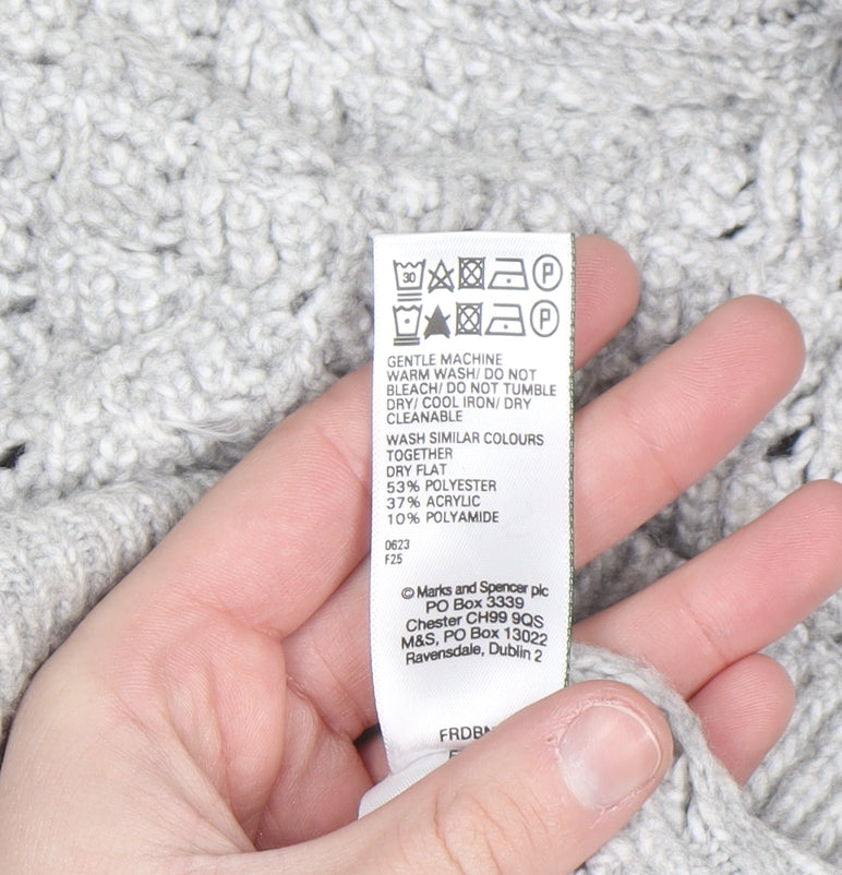Marks and Spencer Women's Grey Cable-Knit Jumper Medium