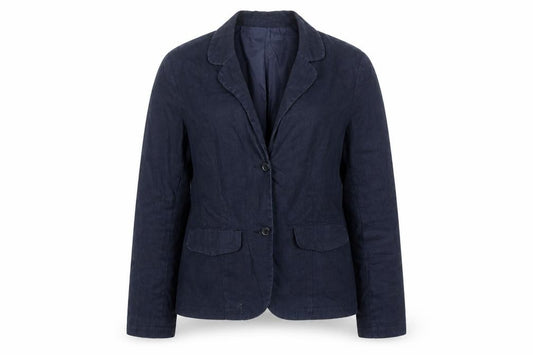 Monsoon Women’s Blue Linen Blazer Size 12 Classic Short Jacket