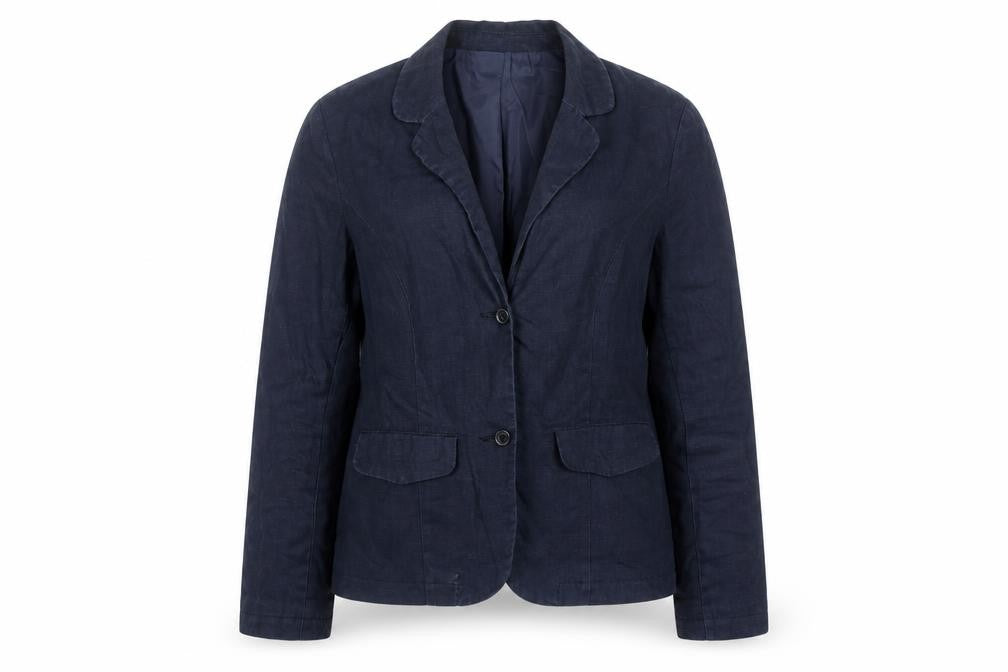 Monsoon Women’s Blue Linen Blazer Size 12 Classic Short Jacket
