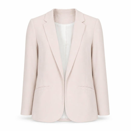 H&M Women Beige Single-Breasted Blazer Size 8 Tailored Fit