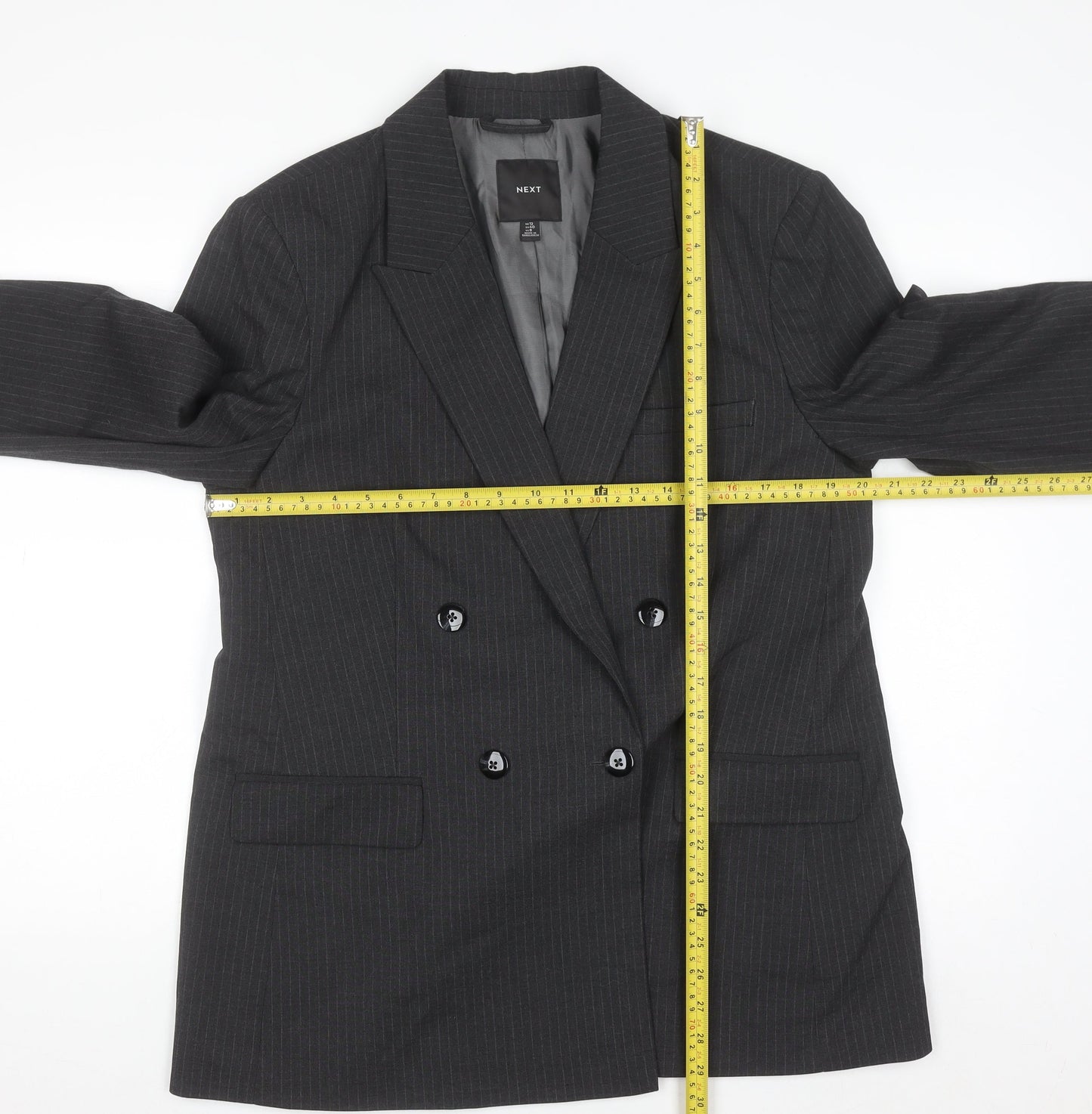 Next Women’s Grey Pinstripe Blazer Size 12 Classic Workwear