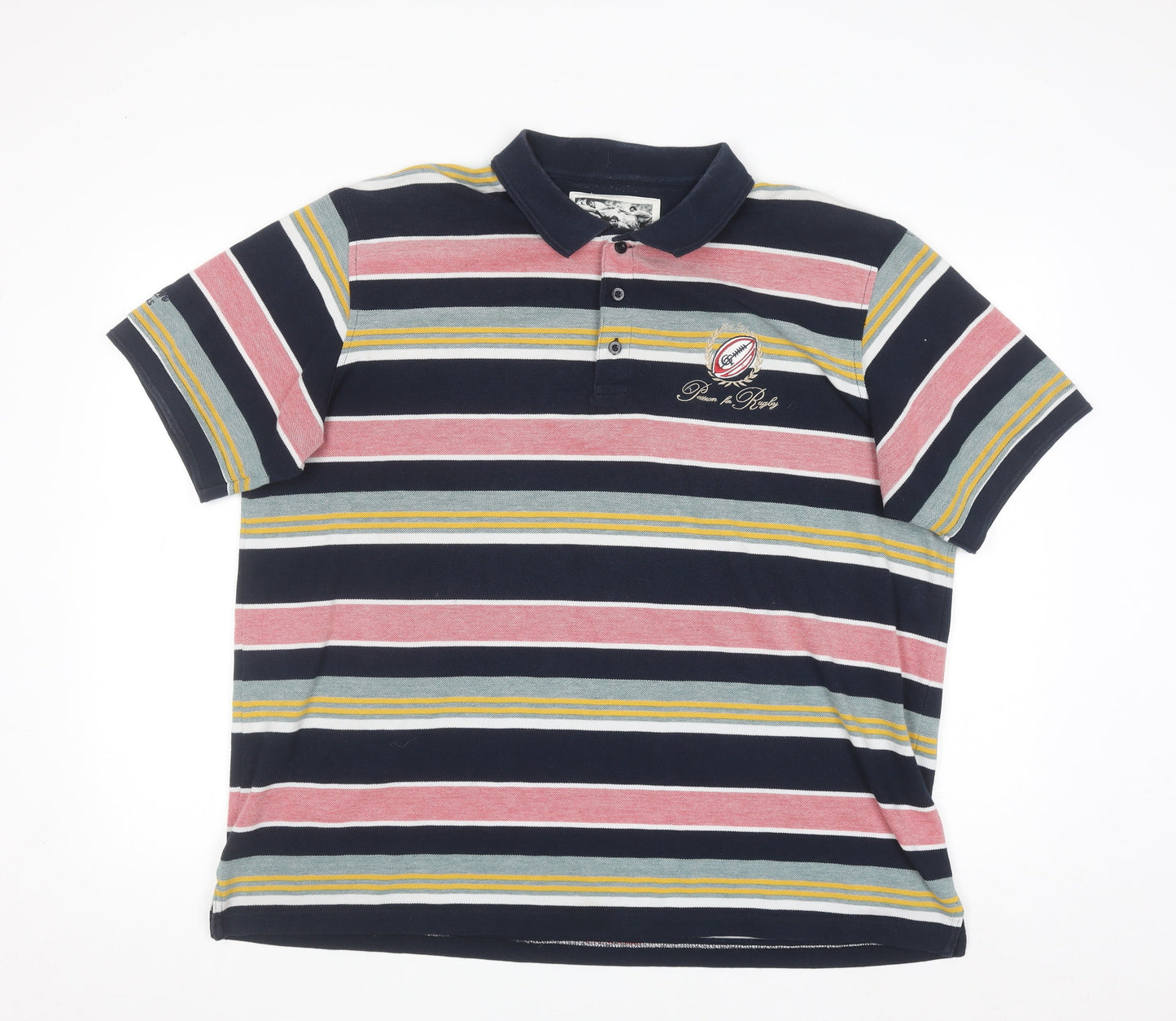 Cotton Traders Men's Multicoloured Striped Rugby Polo Shirt XL