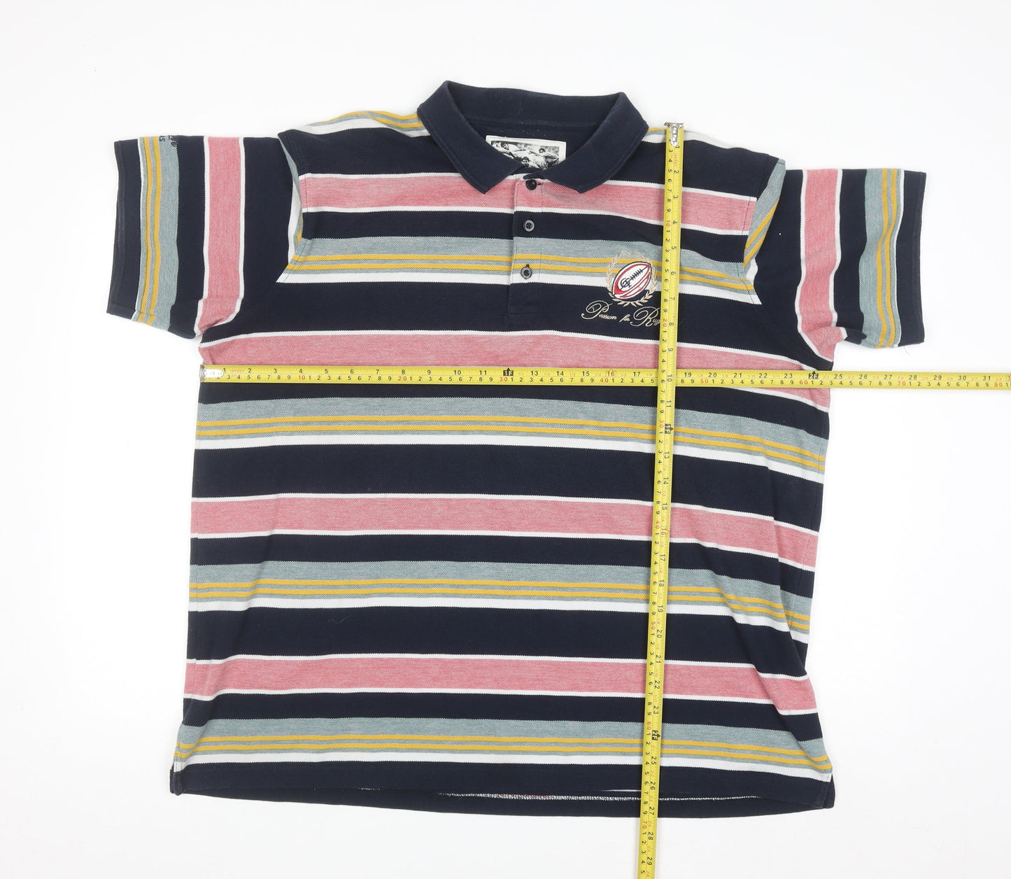 Cotton Traders Men's Multicoloured Striped Rugby Polo Shirt XL