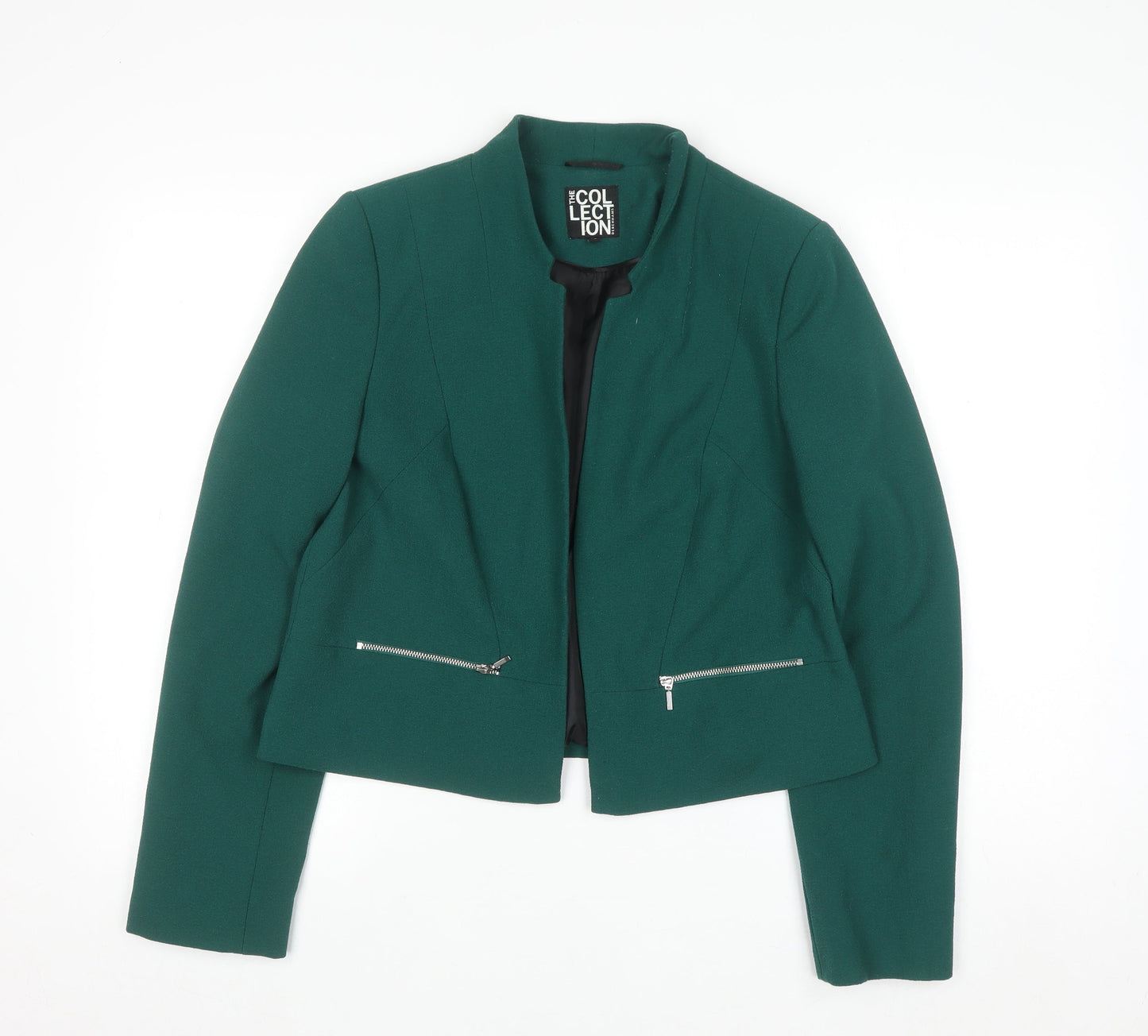Debenhams Women's Green Size 12 Blazer Jacket with Zip Pockets