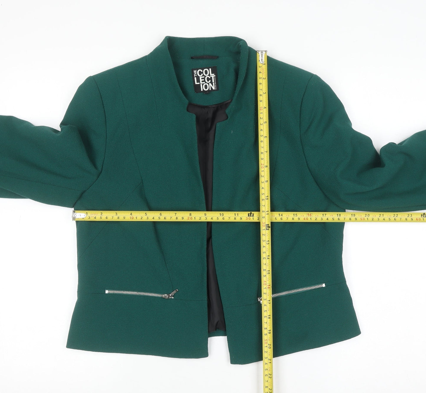 Debenhams Women's Green Size 12 Blazer Jacket with Zip Pockets