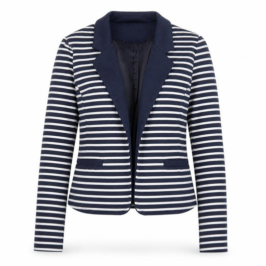 Next Women Navy Striped Blazer Size 8 Classic Lined Jacket