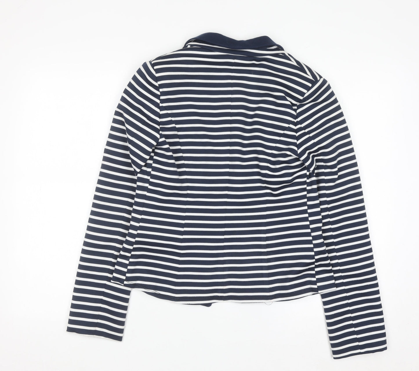 Next Women Navy Striped Blazer Size 8 Classic Lined Jacket