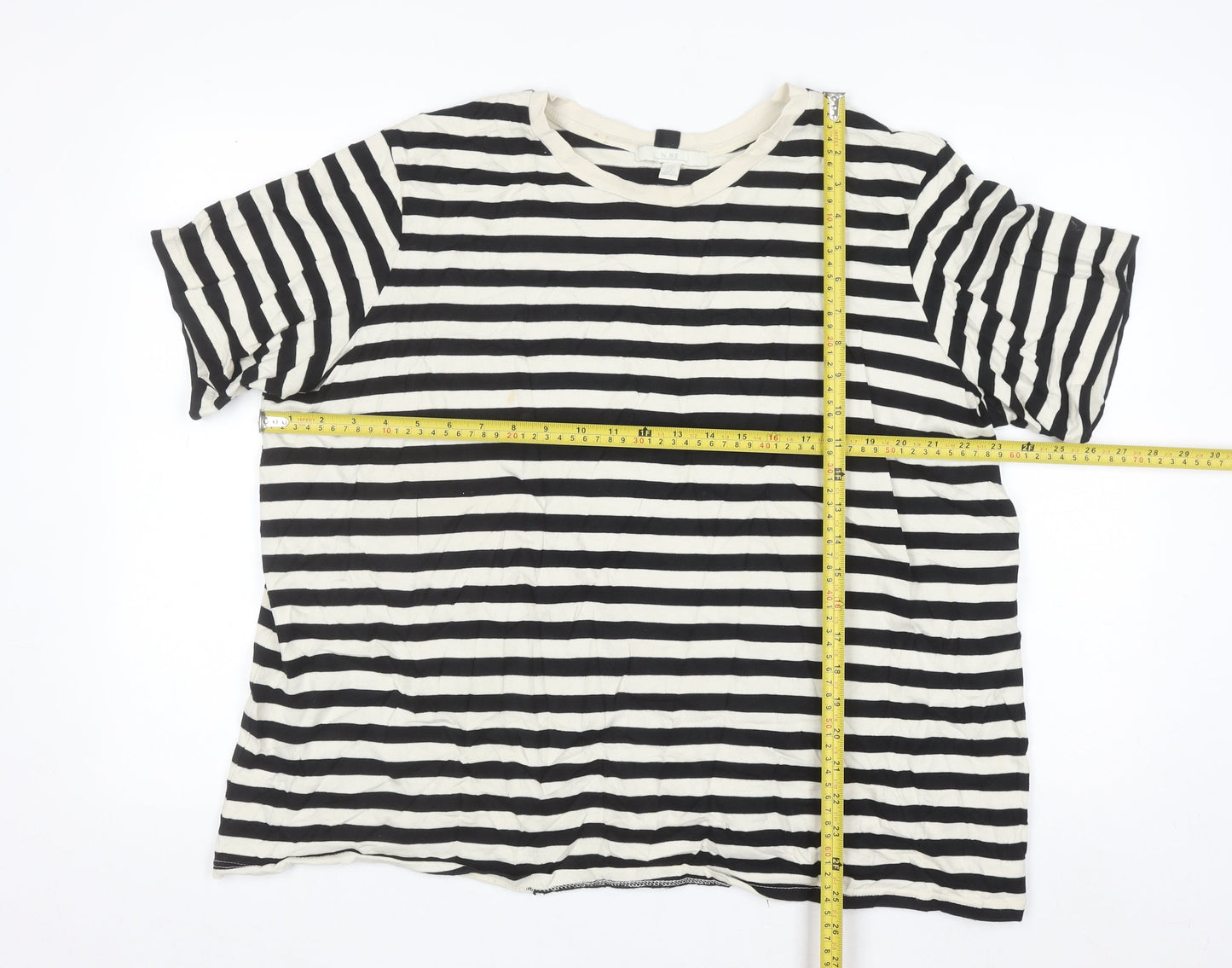 Next Women’s Black White Striped Cotton T-Shirt Size 20