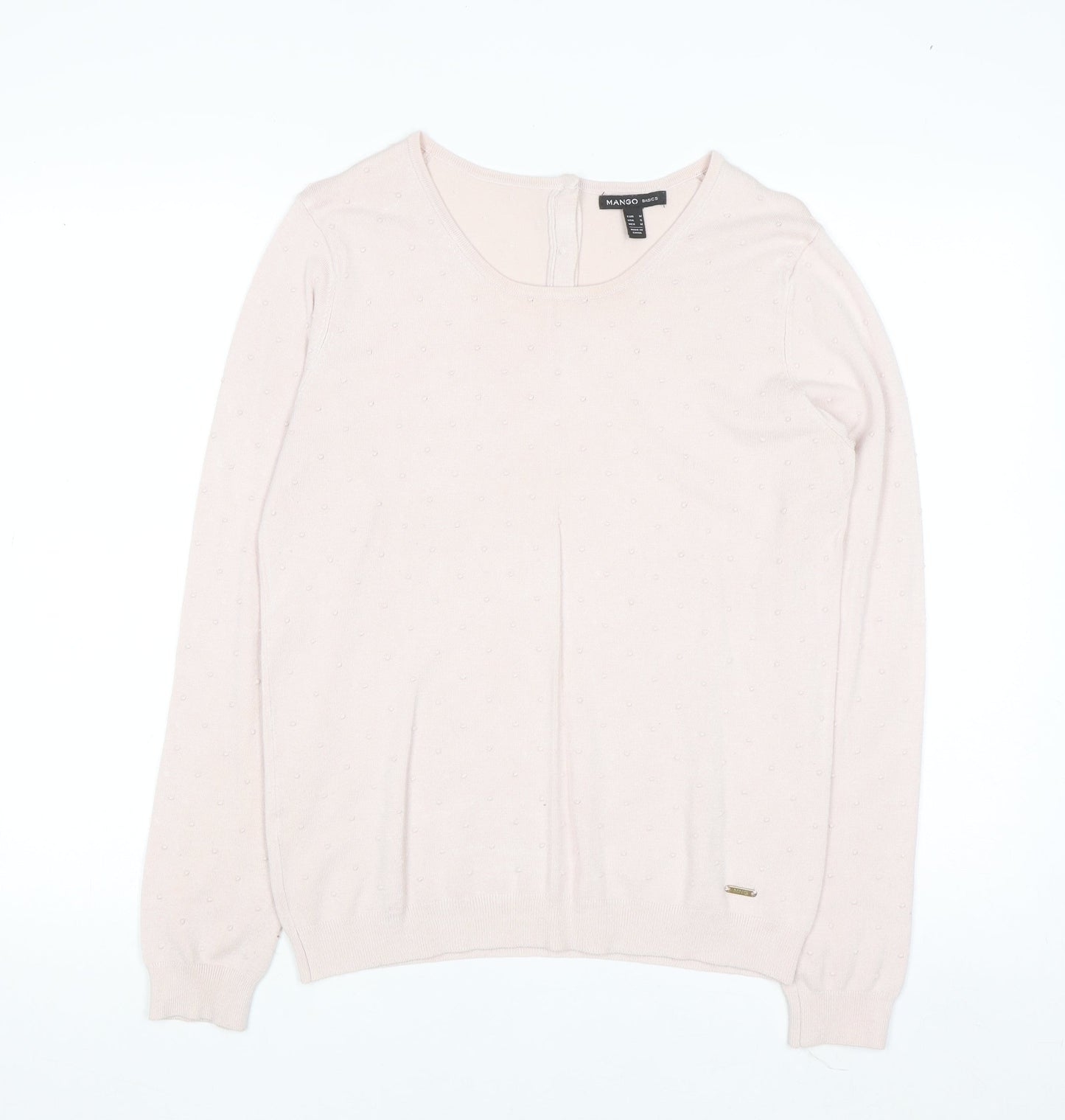 Mango Women Pink Round Neck Long Sleeve Pullover Jumper Size 10