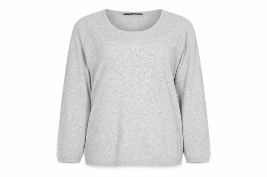 Mango Women Grey Scoop Neck Long Sleeve Pullover Jumper Size S