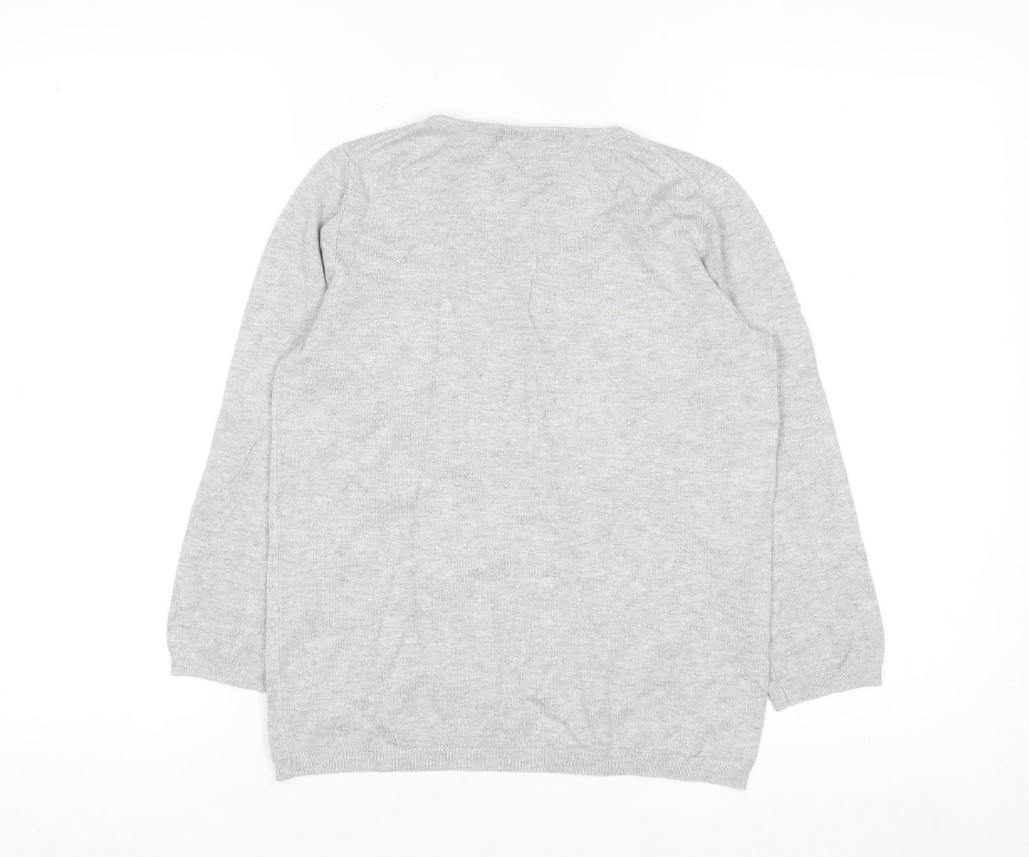 Mango Women Grey Scoop Neck Long Sleeve Pullover Jumper Size S