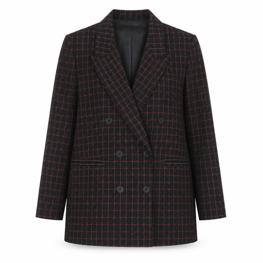 Zara Basic Women’s Black Checked Wool Blend Blazer Jacket Size S