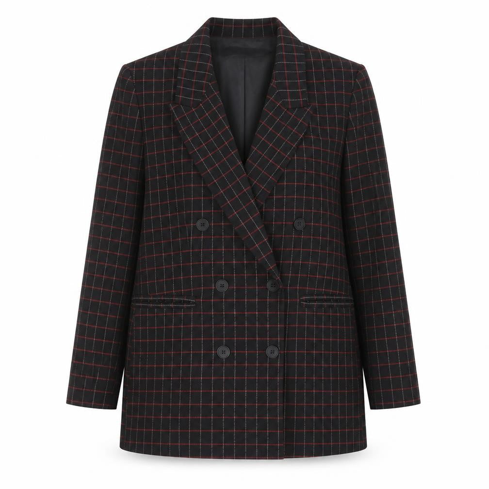 Zara Basic Women’s Black Checked Wool Blend Blazer Jacket Size S