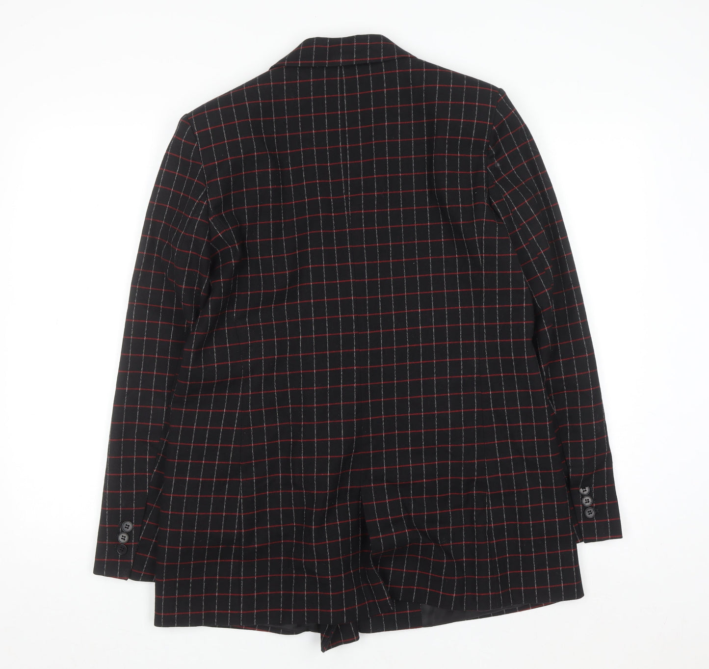 Zara Basic Women’s Black Checked Wool Blend Blazer Jacket Size S