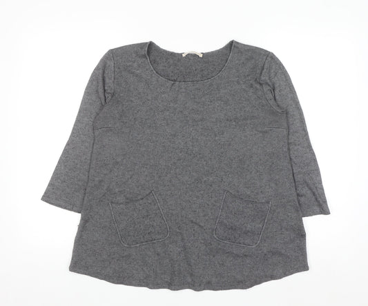 Maria Bellentani Women's Grey Wool Blend Tunic Jumper Size S