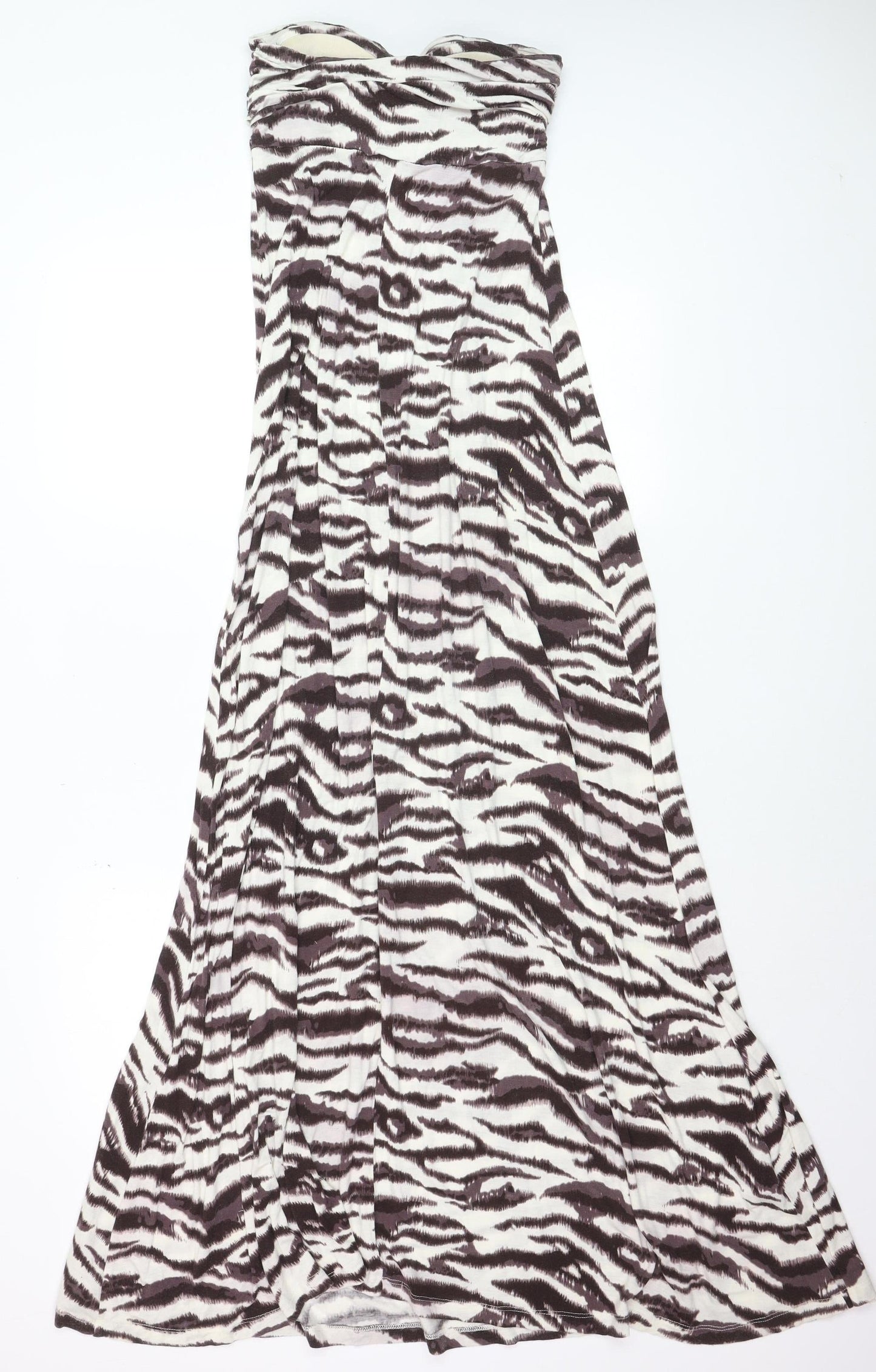 Next Women Brown Animal Print Strapless Maxi Dress Size 8