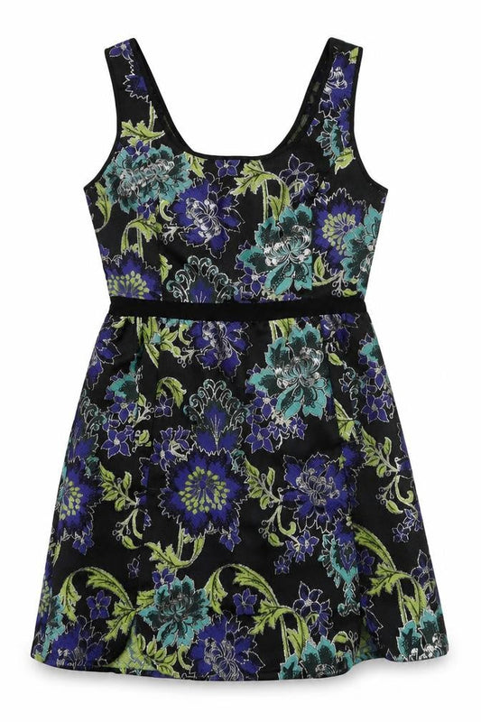 Monsoon Women’s Black Floral Jacquard A-Line Sleeveless Dress UK 10