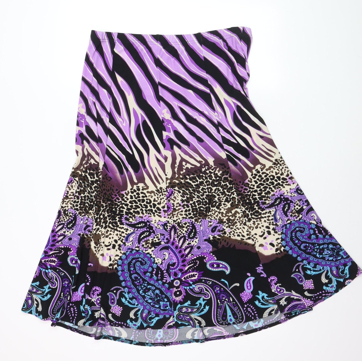 Bassini Womens Multicoloured Size 18 A-Line Midi Stretch Skirt