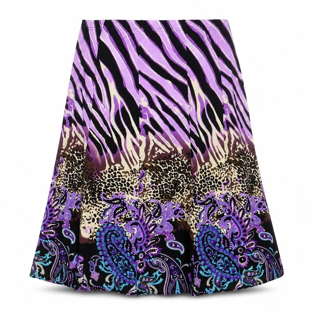 Bassini Womens Multicoloured Size 18 A-Line Midi Stretch Skirt