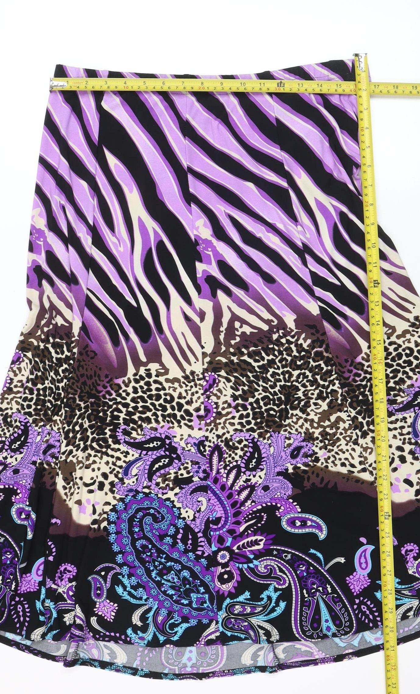Bassini Womens Multicoloured Size 18 A-Line Midi Stretch Skirt