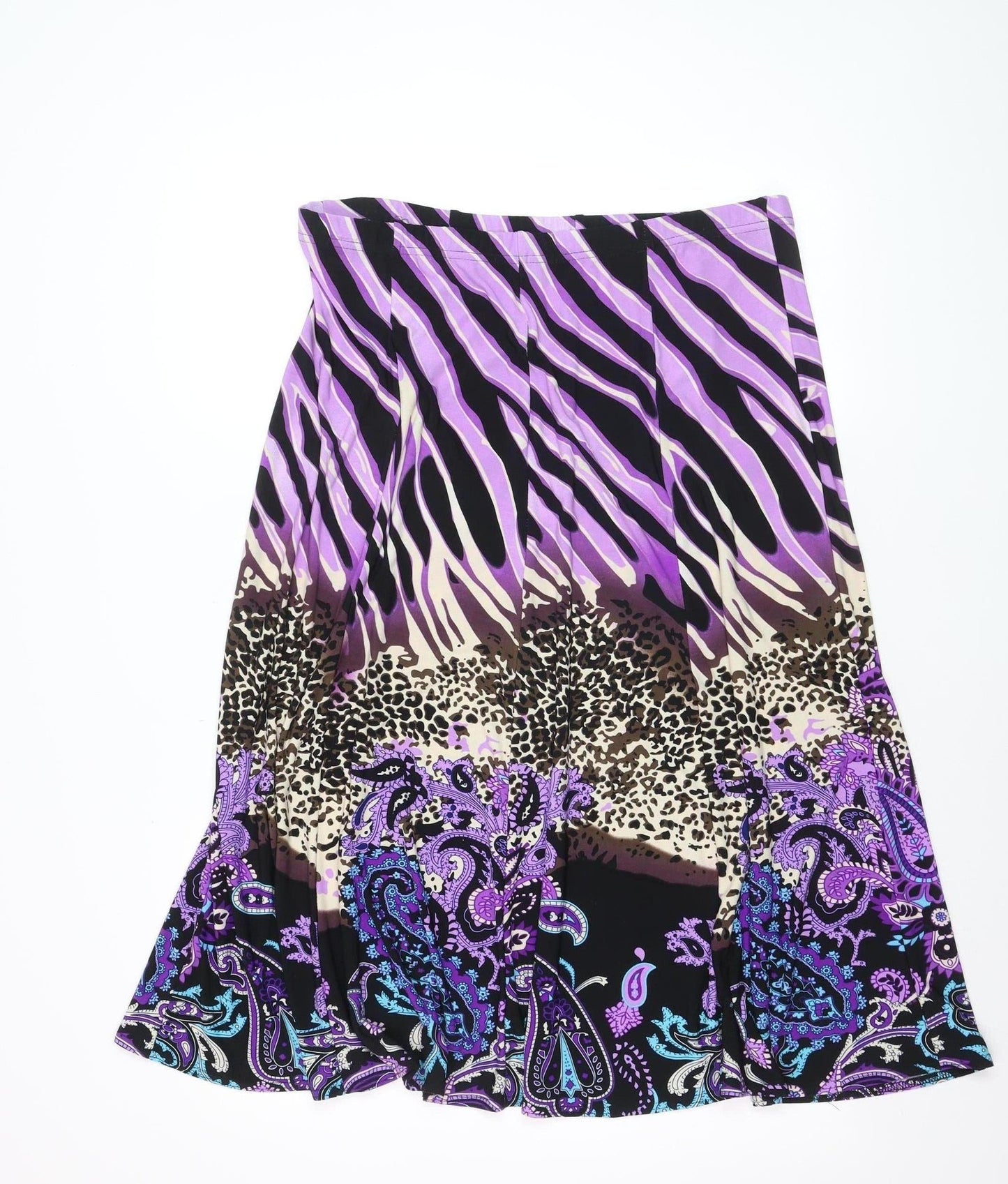 Bassini Womens Multicoloured Size 18 A-Line Midi Stretch Skirt