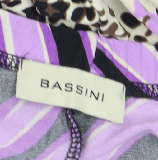 Bassini Womens Multicoloured Size 18 A-Line Midi Stretch Skirt