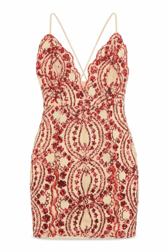 Nazz Collection Womens Beige Sequin Bodycon Dress Size 10