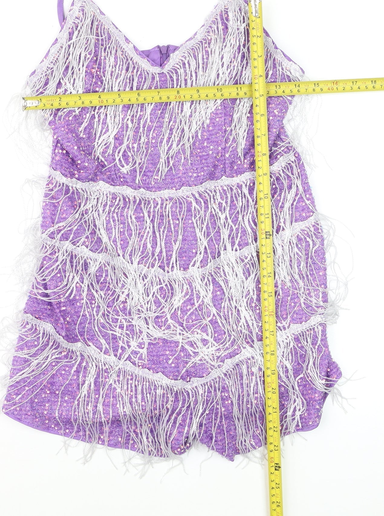 Double Crazy Women's Purple Fringe Sequin Playsuit Size S Party Outfit