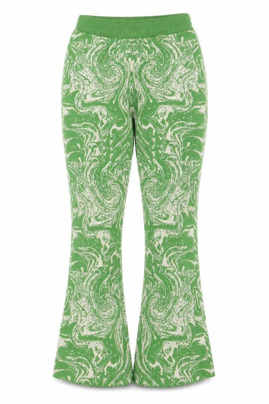 Daisy Street Womens Green Flared Knit Trousers Size 18