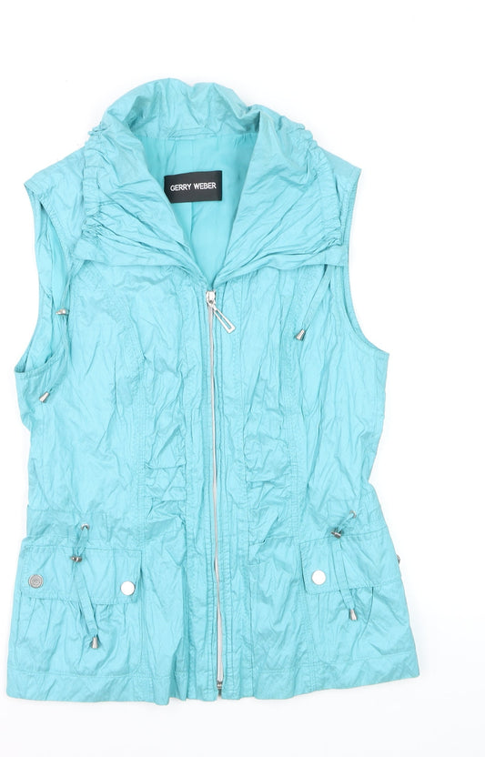 Gerry Weber Womens Blue Waistcoat Size 10 Zip Pockets Lightweight