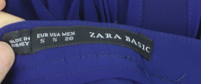 Zara Basic Women's Blue Fringe Short Skirt Size S Festival Boho Style