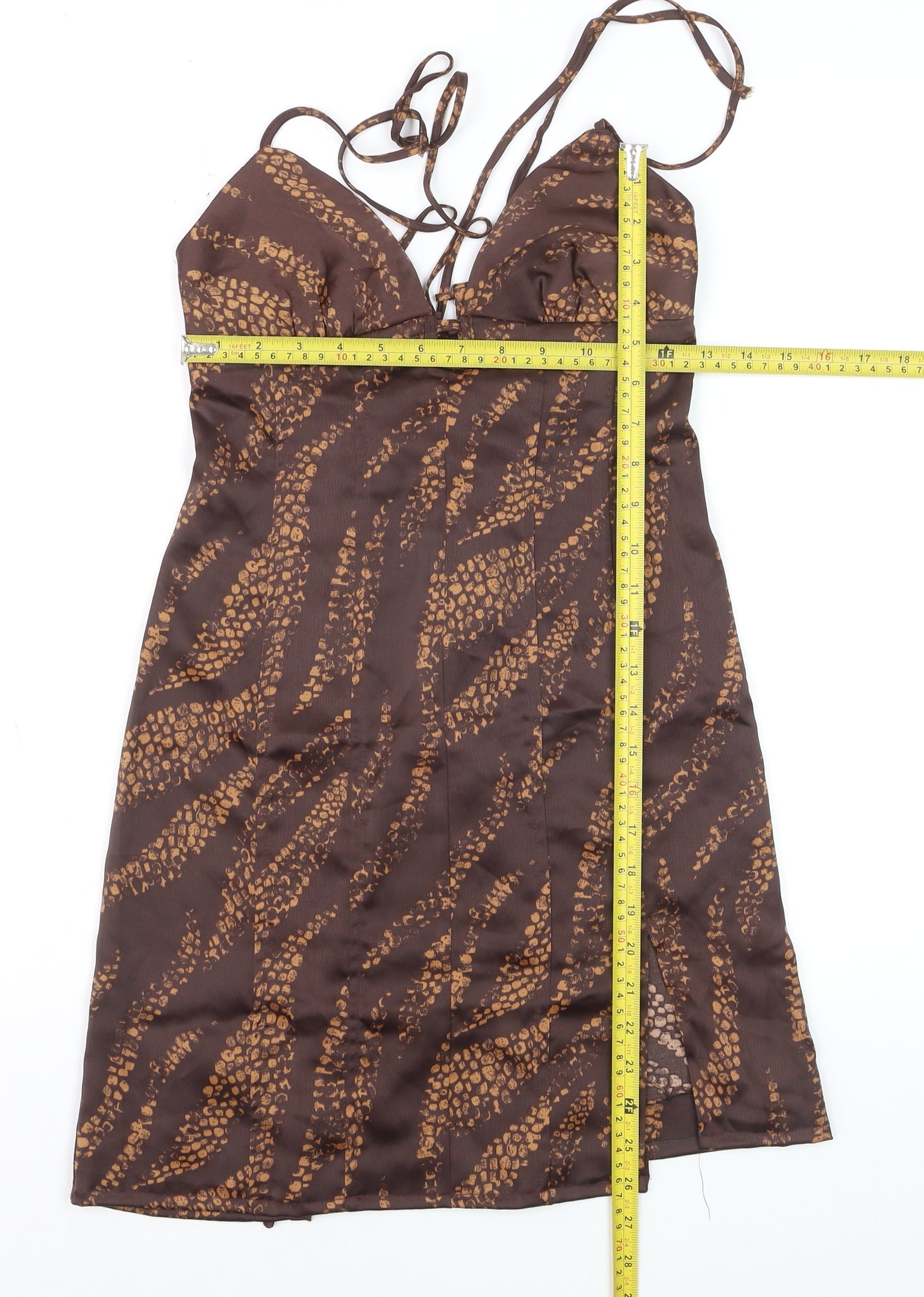 urban outfitters brown slip dress Urban Outfitters Uo Tied With A Bow Lace + Ribbon Trim Satin Slip Maxi Dress in Brown
